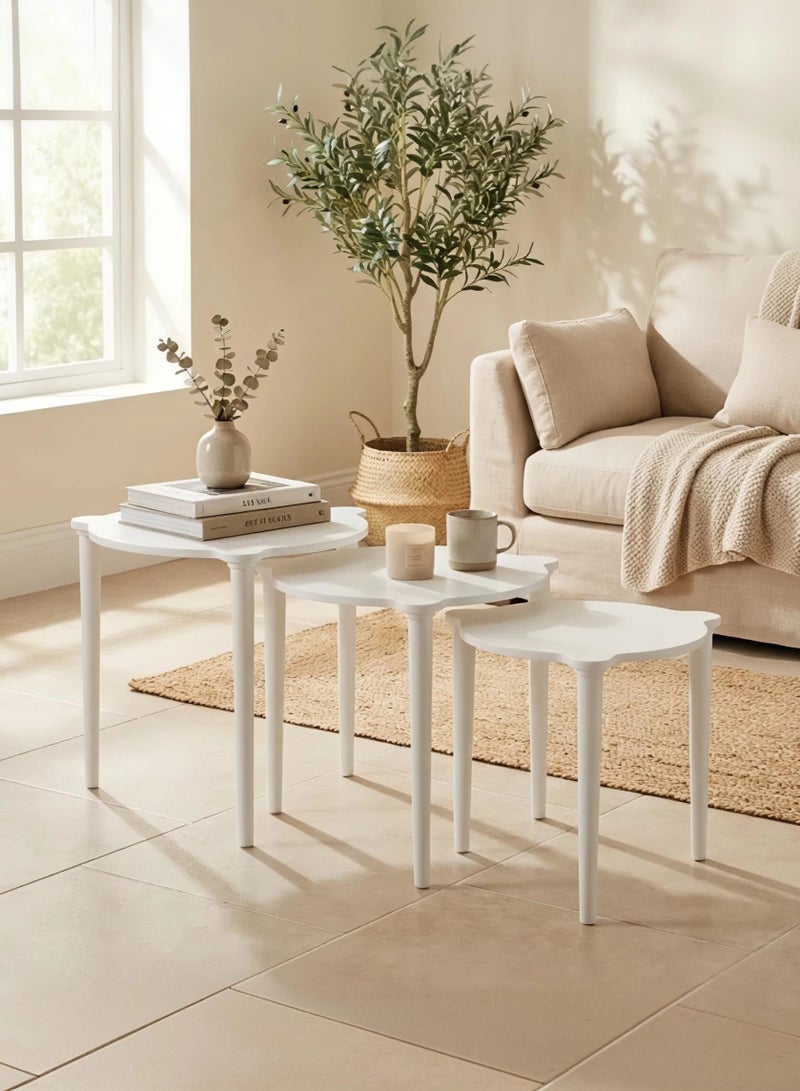 Concent Modern Nesting Service Table Set - 3 Pieces with a Streamlined Design and Bright White Color - Image 2